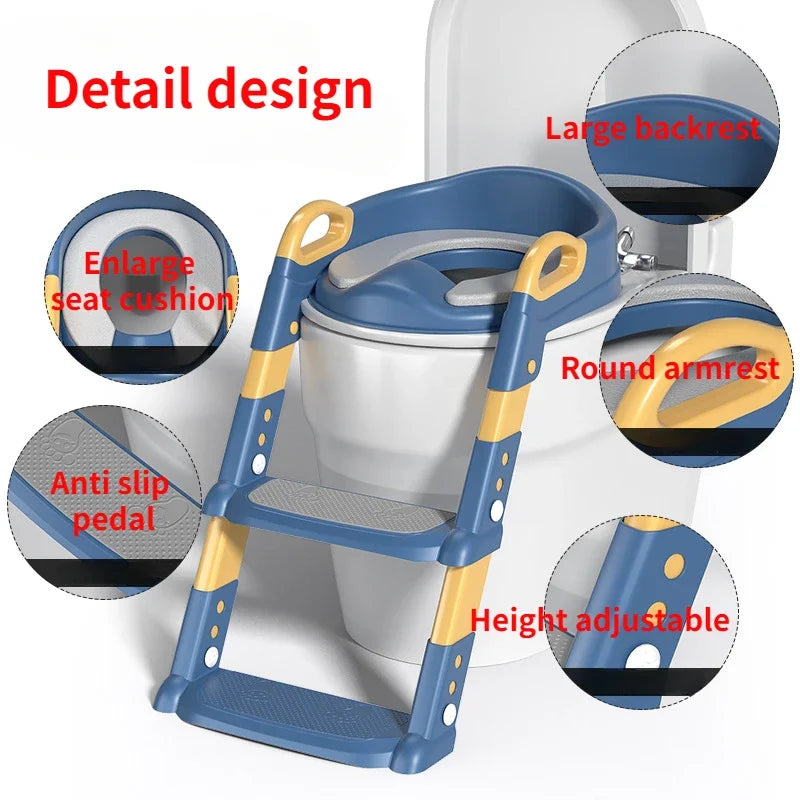 Potty Training Soft PVC cushion Seat with Adjustable Nonslip Ladder and Folding Design for Girls and Boys